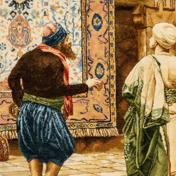 تابلو فرش دستباف منظره بازار قاهره تبریز کد RNS-02-00017