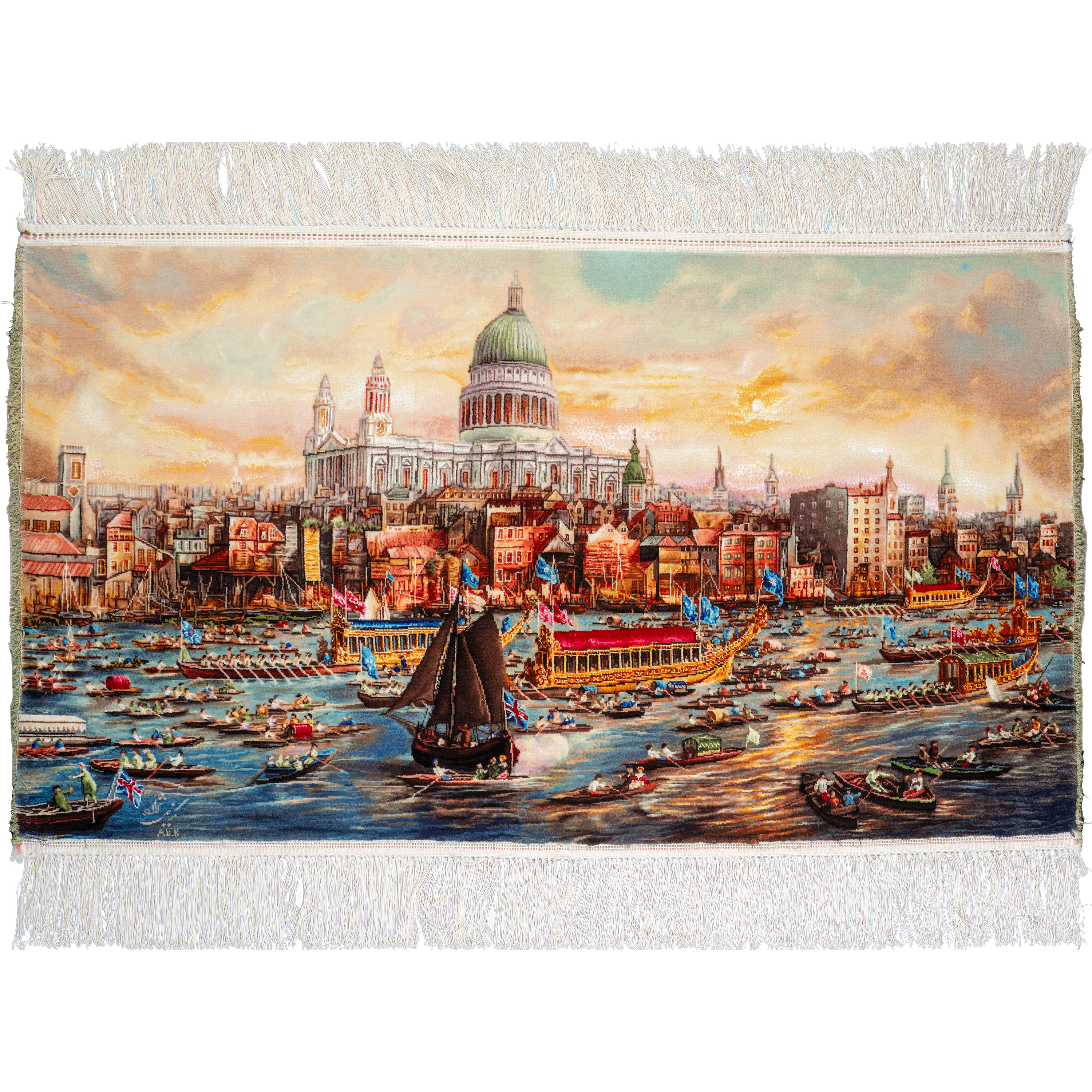 تابلو فرش دستباف منظره  مسابقات قایقرانی ونیز تبریز کد RNS-02-00021